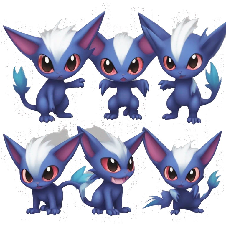 Edgy Cool Chibi Sneasel-Noibat-Absol-Pokémon-Fakémon-fusion-cat Full Body emoji