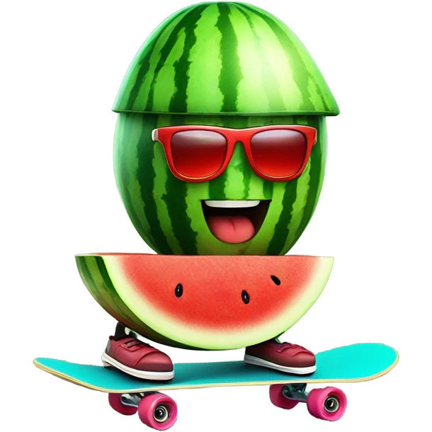 Watermelon skateboarding emoji