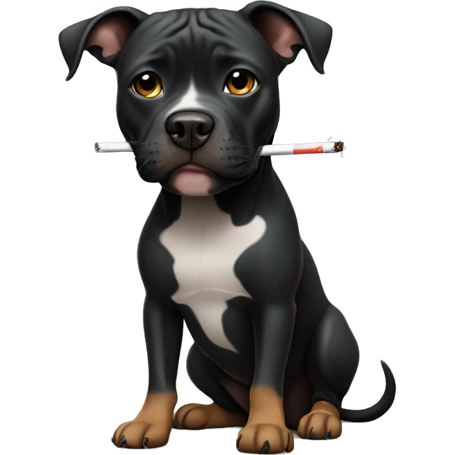 Black pitbul with a cigarette emoji