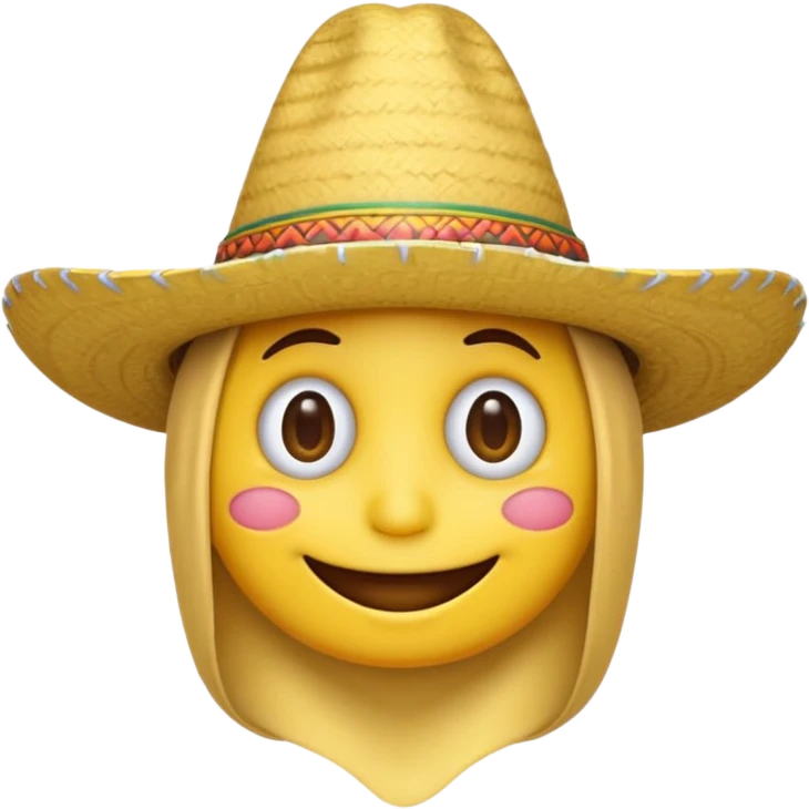 Circle yellow emoji smiling with drained eyes and sombrero  emoji