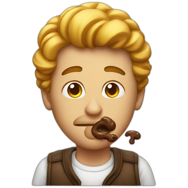 A man eating poop emoji