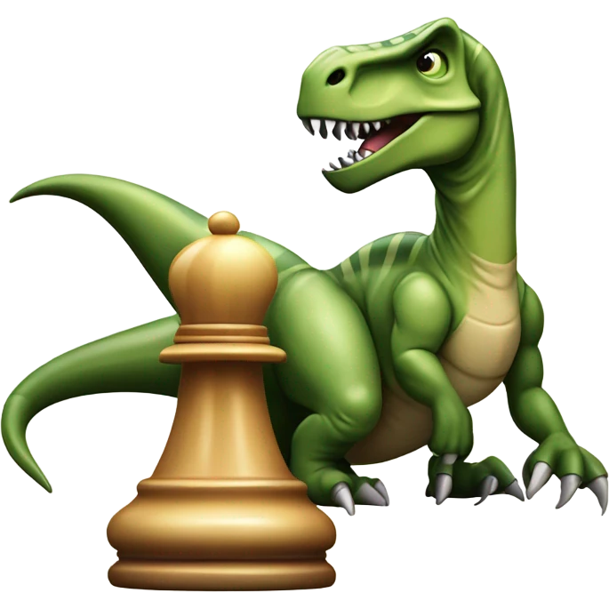 dinosaur holding a chess piece in its paw emoji
