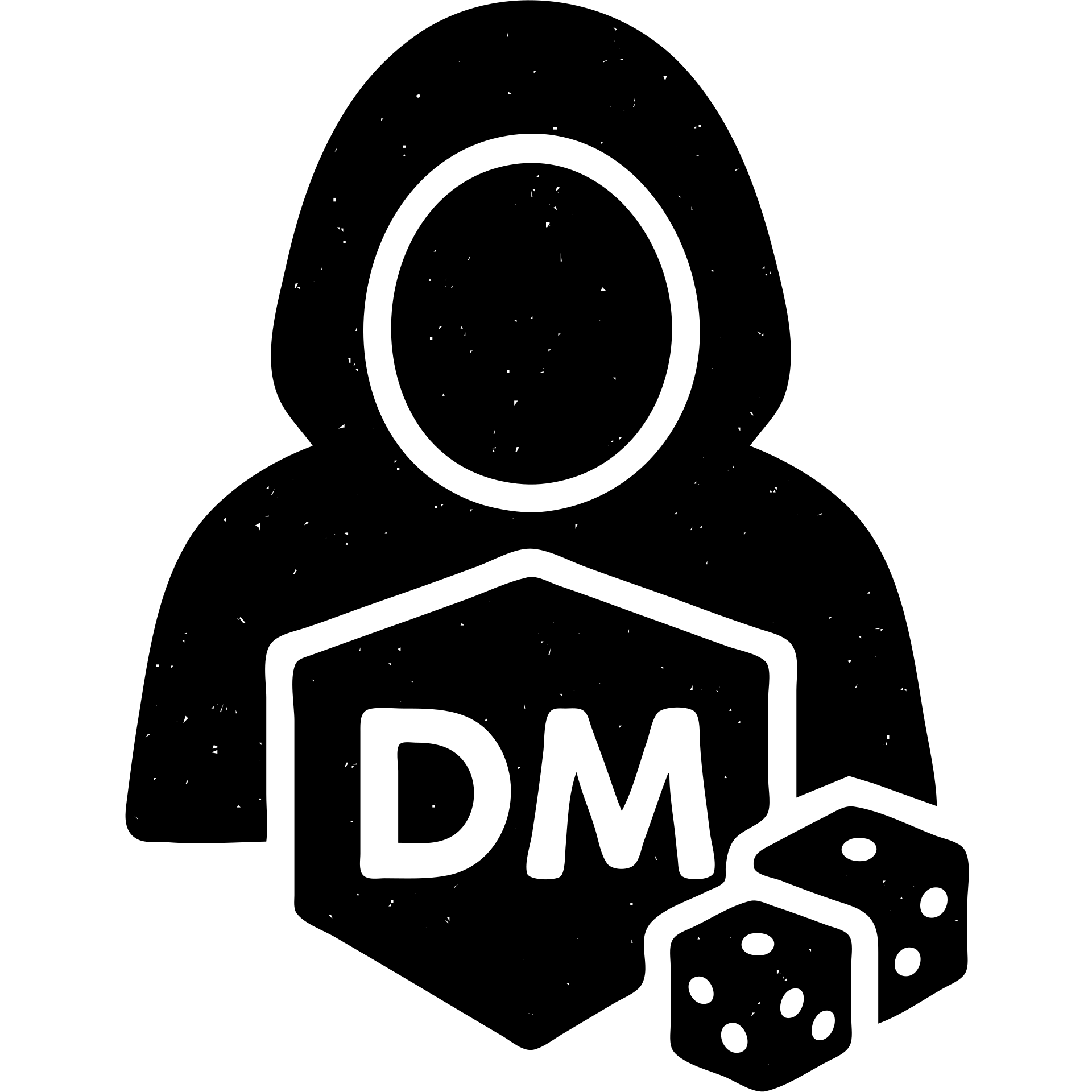 minimalist solid icon representing Dungeon Master for DnD TTRPGs with worn distressed effect emoji