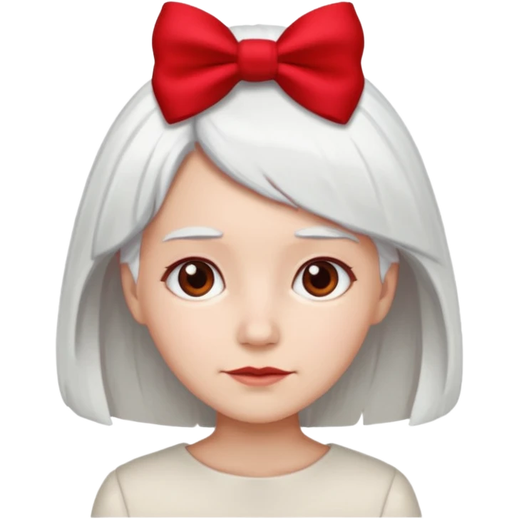 back view of white hair with red bow emoji