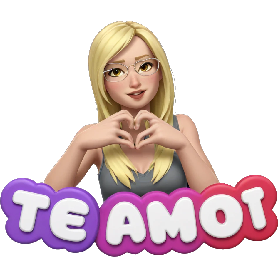 blonde girl making heart hands emoji