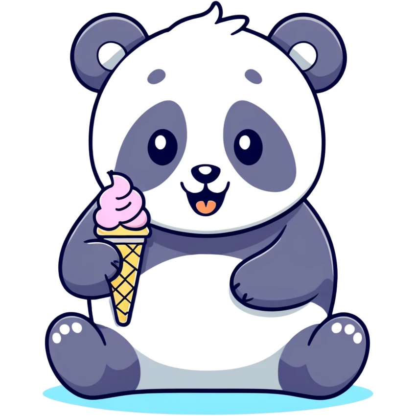 Panda eating ice cream emoji