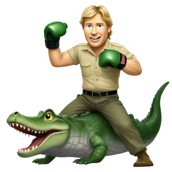 Steve Irwin boxing on a crocodile emoji