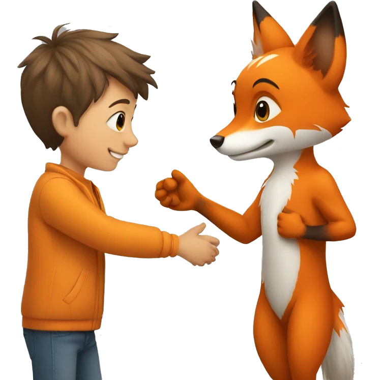 little boy and little fox handshake emoji