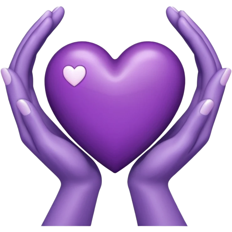 Purple heart with two white hands emoji