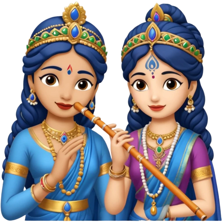Radha rani and lord sri krishna play flute, skin colour is fairy white emoji