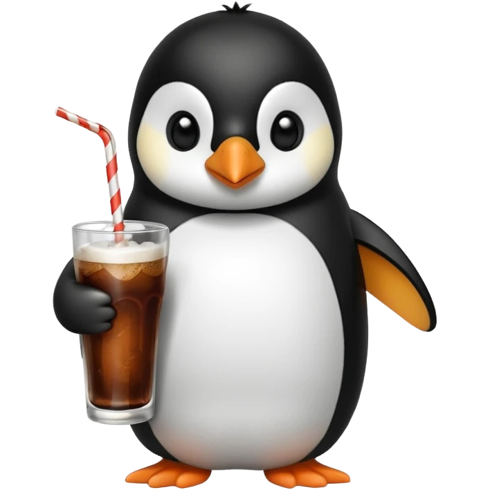 Penguin drinking root beer emoji
