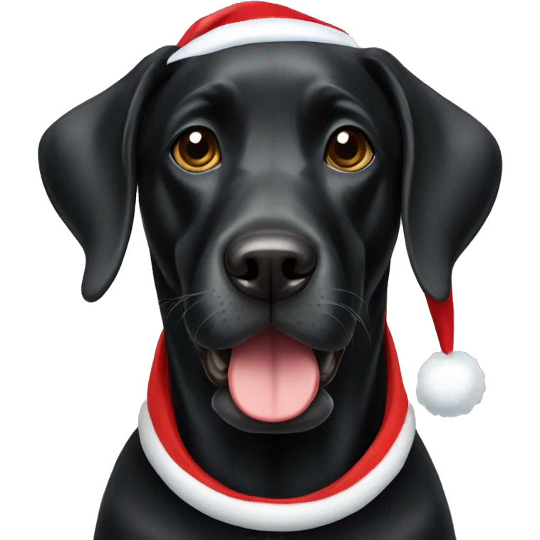 Black lab wearing Santa hat emoji
