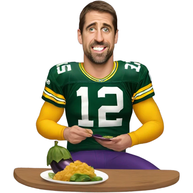 Aaron Rodgers eating an eggplant  emoji