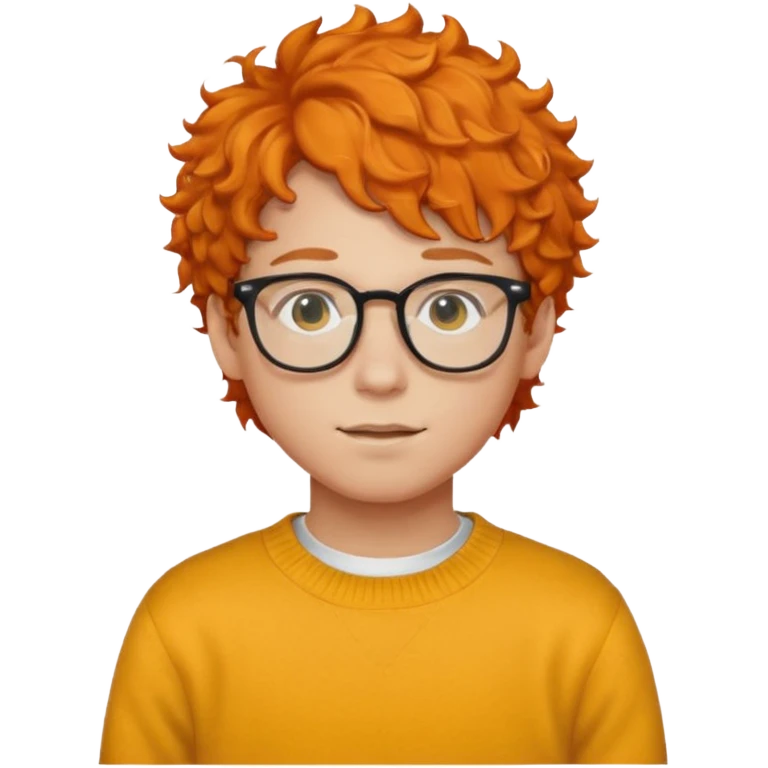 teen nerd orange hair boy curly orange hair wearing white shirt inside a yellow sweater with glasses  emoji