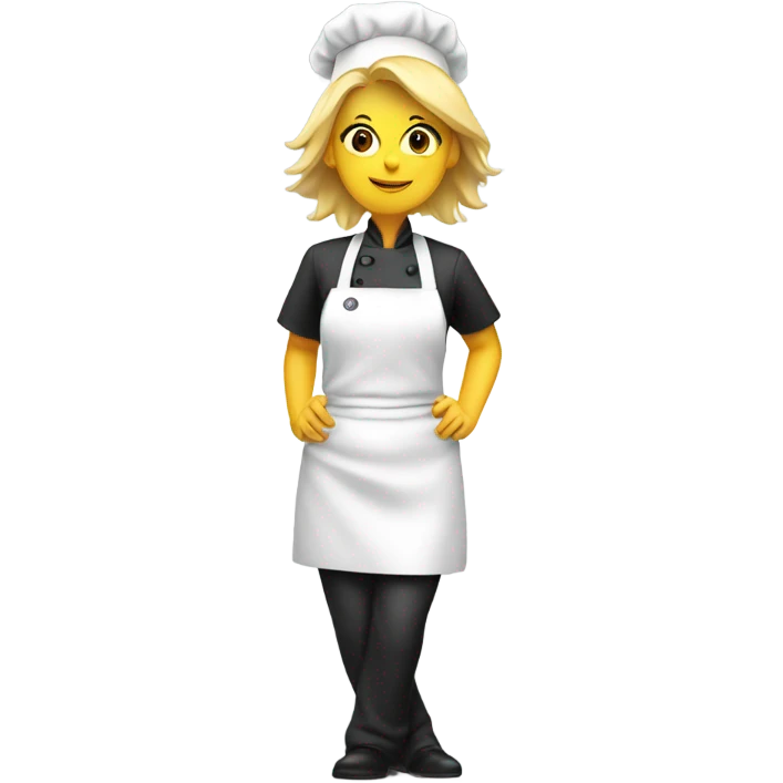 Female chef with blonde hair near a toilet emoji