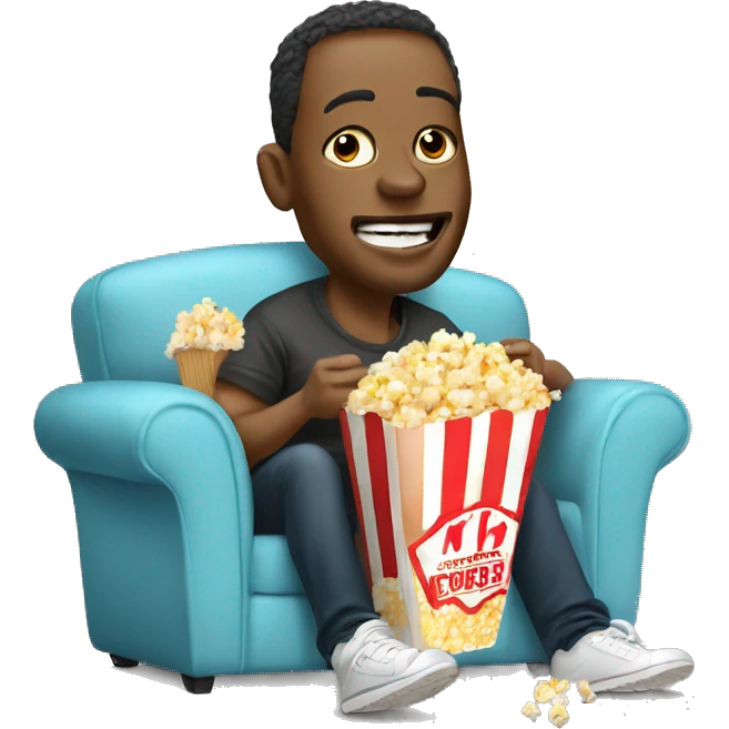 caricature eating popcorn layin in  couch emoji