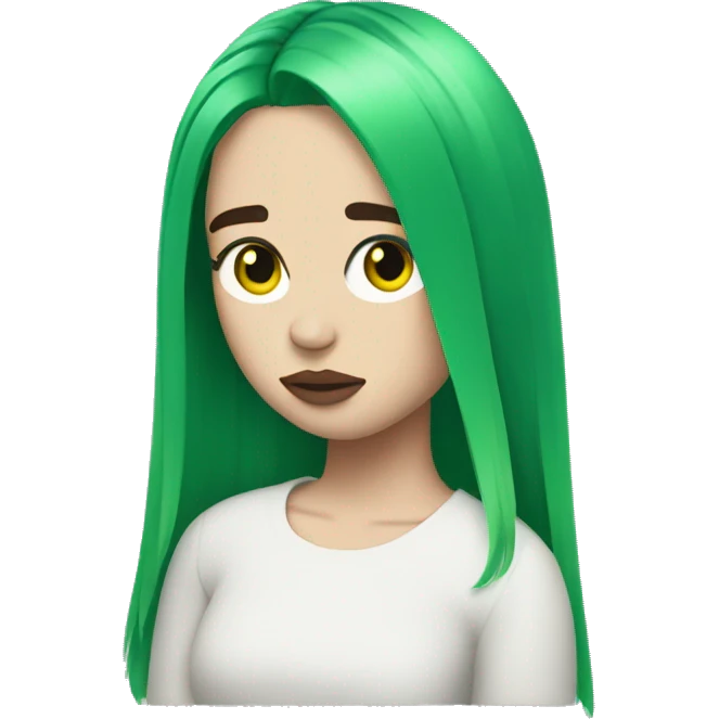 Billie Eilish in green hair half body emoji