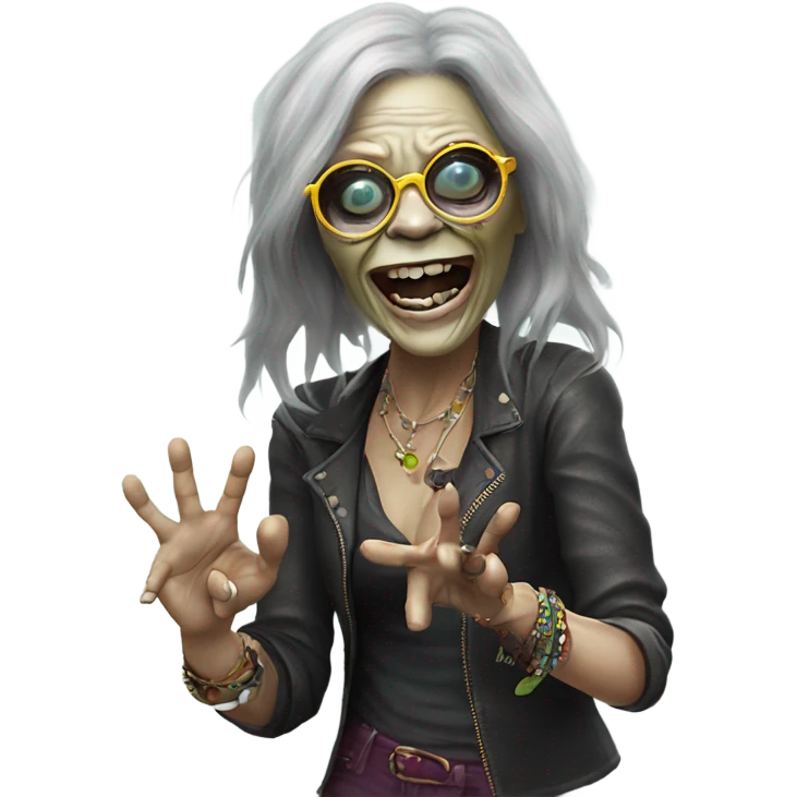  janis joplin zombie  dancing with circle glasses emoji