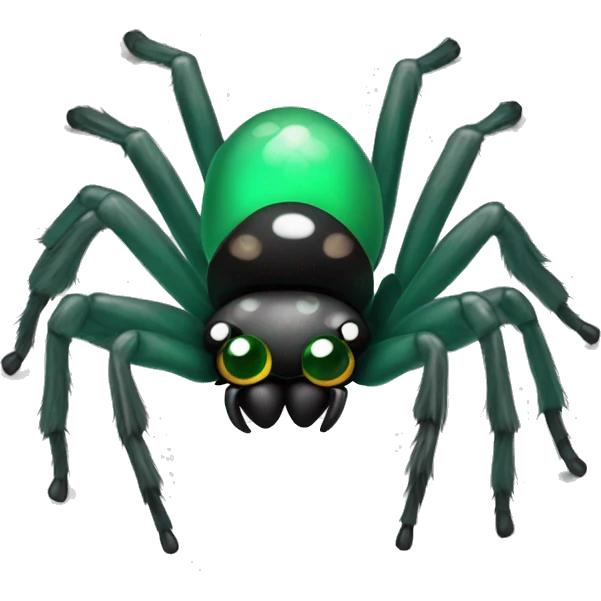 Jumping spider with emerald green chela and black and white hair emoji
