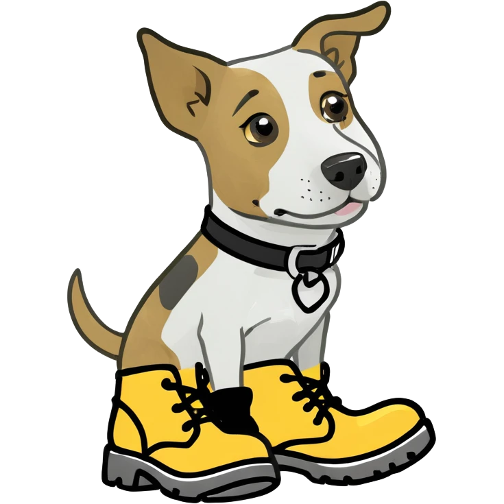 Un perrito con botas emoji