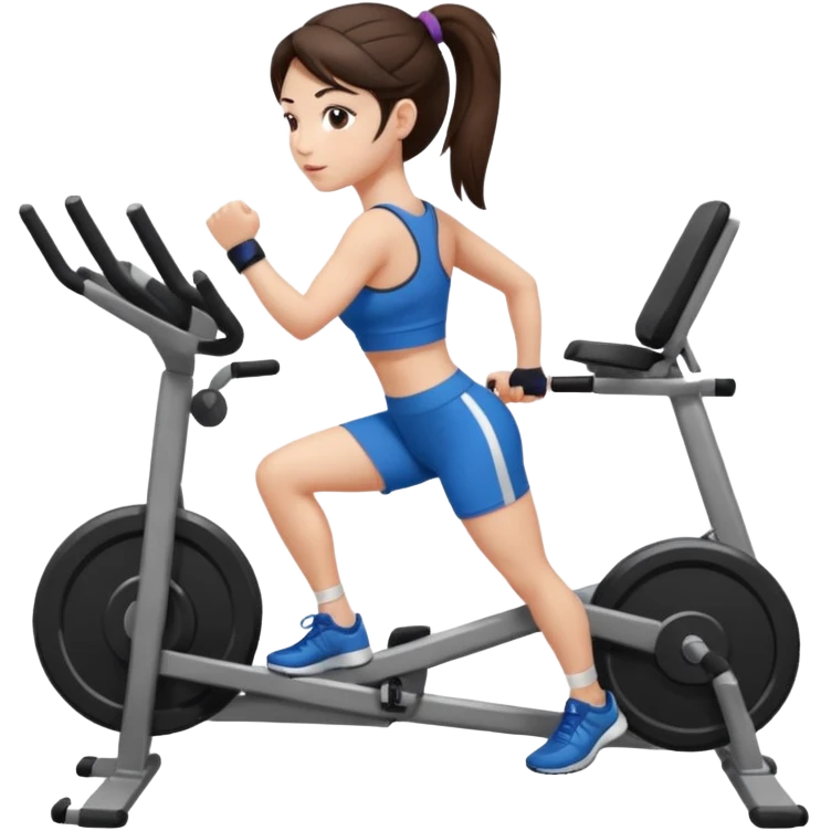 Brunette fair skin girl gym working out  emoji