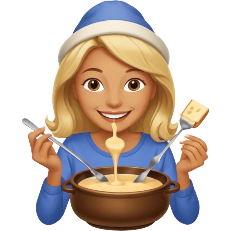 woman eating fondue emoji