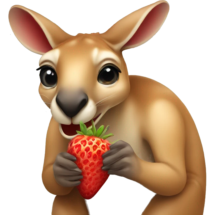 Kangaroo eating strawberries  emoji