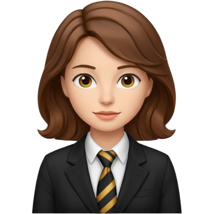 wavy brown haired woman with tie and blazer emoji