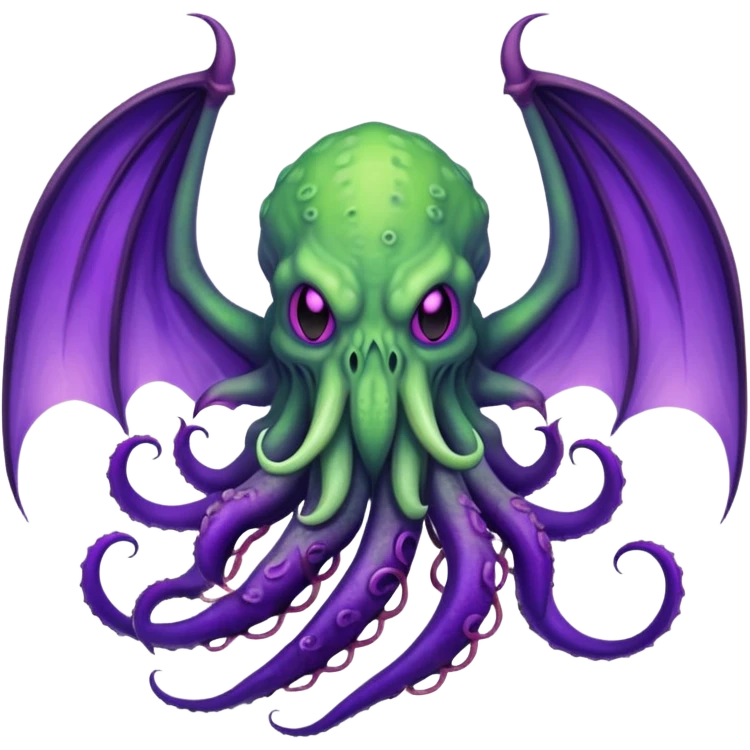light green Cthulhu with purple bat wings and purple gradient tentacles emoji