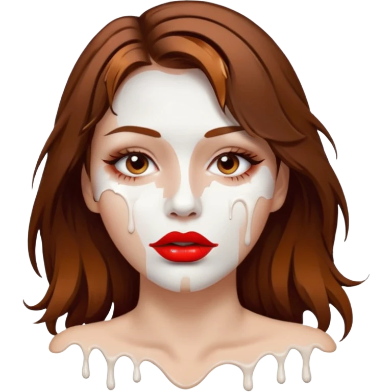 Brown Hair Woman , white paint , drip, face, hot  Sexy, lips emoji