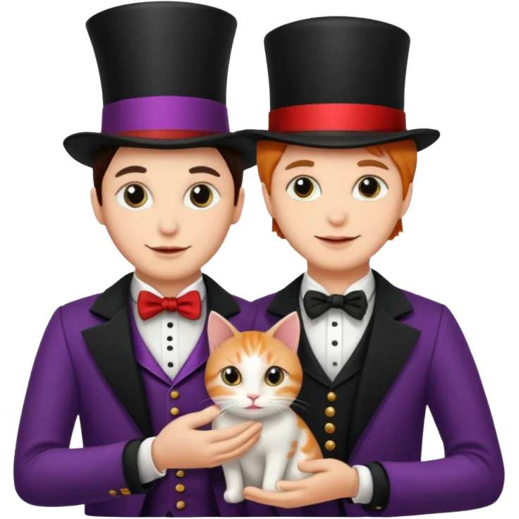 magician couple and their pet cat emoji