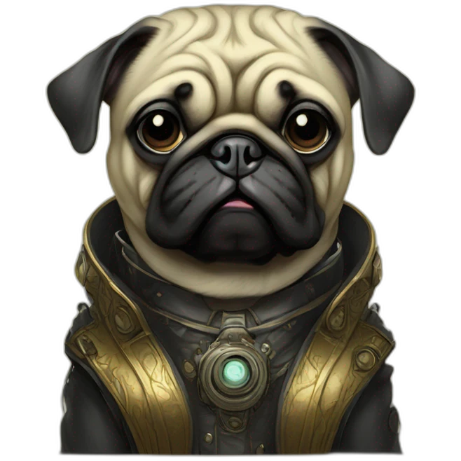 A cyberpunk pug in Art Nouveau style during 1910 emoji