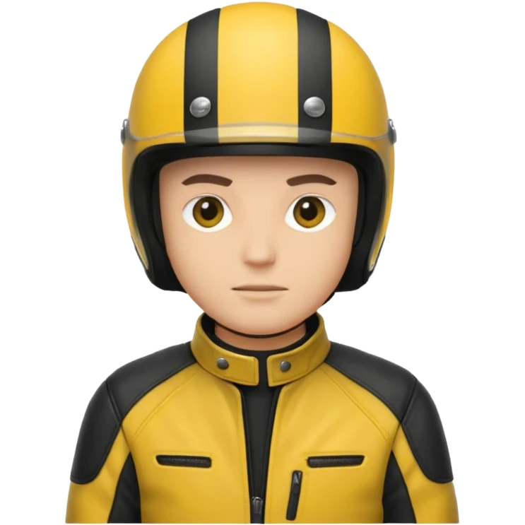 Biker in black helmet wearing yellow jacket emoji