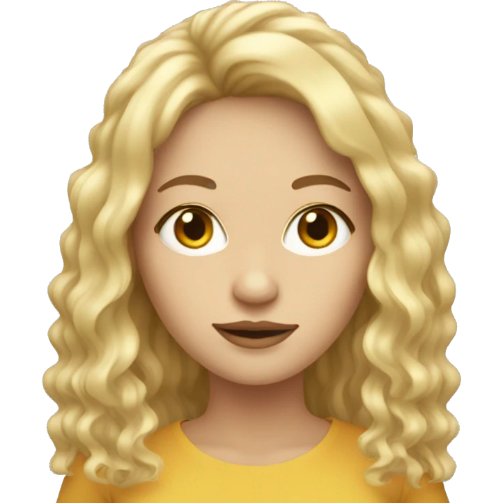 White women with curtain bangs and long golden hair emoji