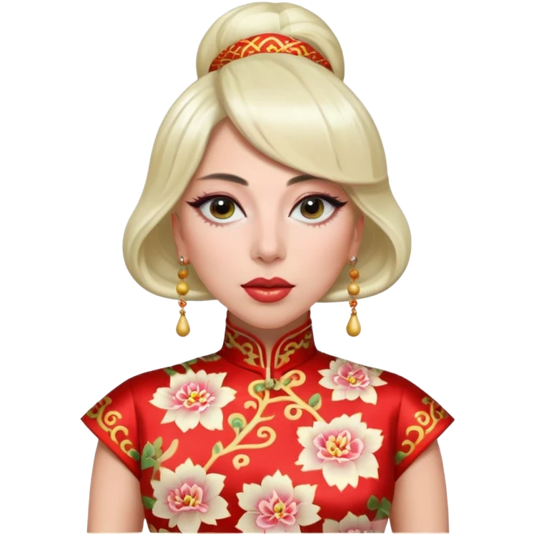 Lady Gaga, wearing cheongsam emoji