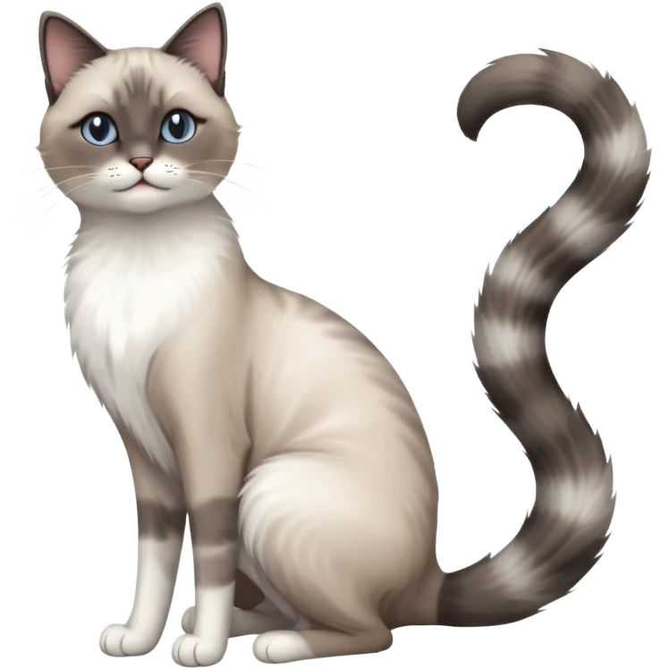 grey and white cat doing a big long stretch emoji