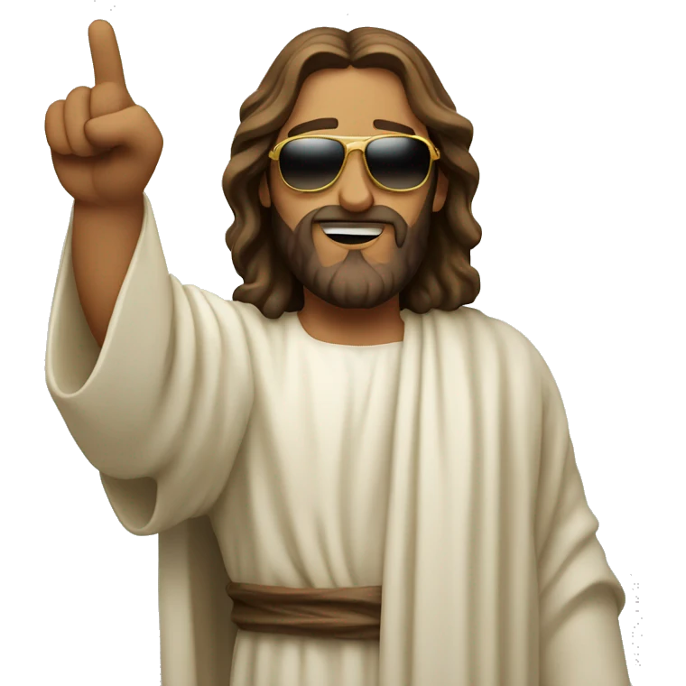 Jesus pointing wearing sunglasses  emoji