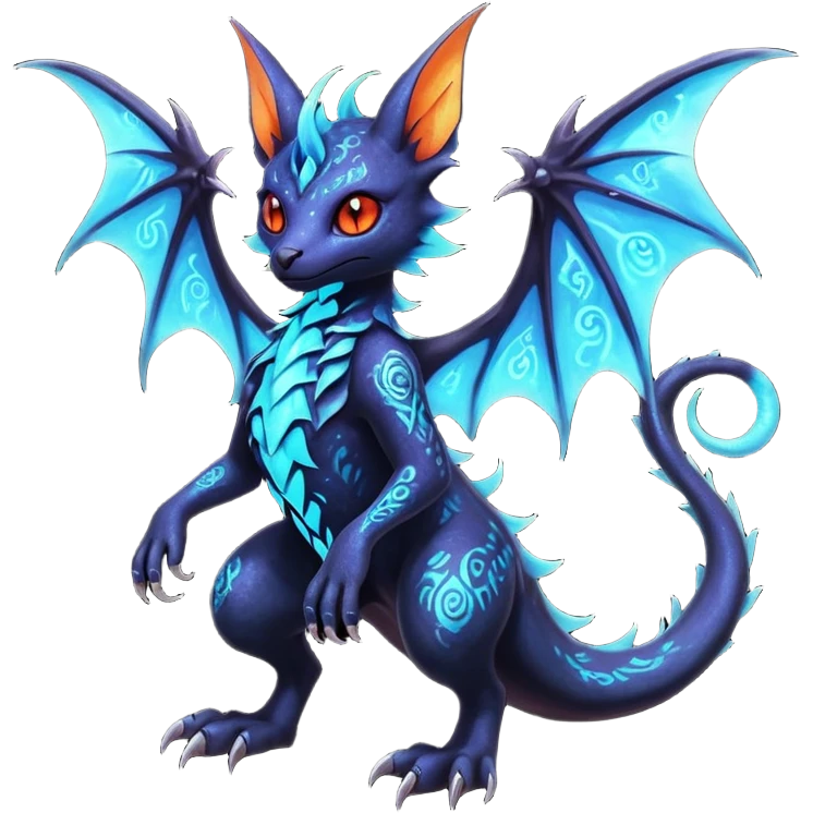 Shiny Fiery Dark Ugly Evil Realistic Glowing Eldritch Horror Cool Edgy Badass Emo Glorious Demonic Batty Dusky Ethereal Sparkly Shimmering Magical Punky Aural Iridescent Fluorescent Bioluminescent Litten-Amaura-Salandit-Noibat-Flareon-Fakémon-fusion (full body) with intricate pattern markings emoji