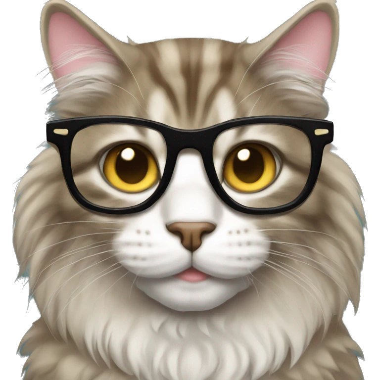 Mainecoon cat with glasses emoji