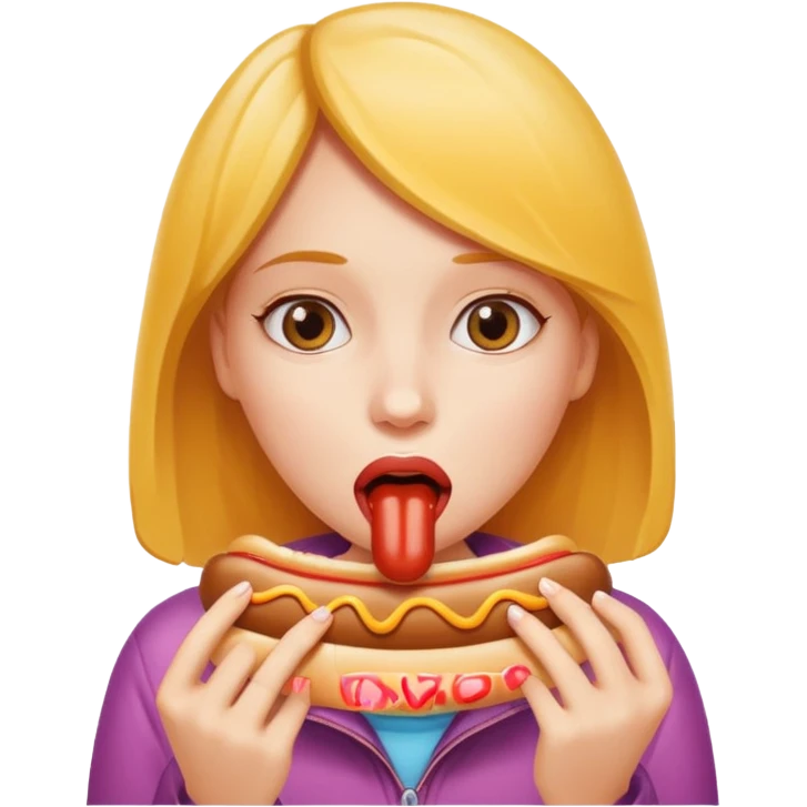Girl hotdog inside mouth emoji