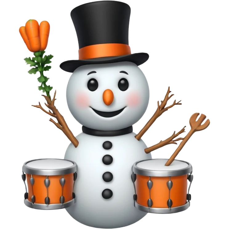 Snowman with Musical Instrument drum emoji