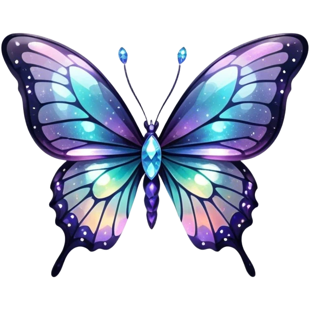 Dark Nebula Sparkly glossy glittery Pastel iridescent transparent bio-luminescent glass crystal butterfly emoji