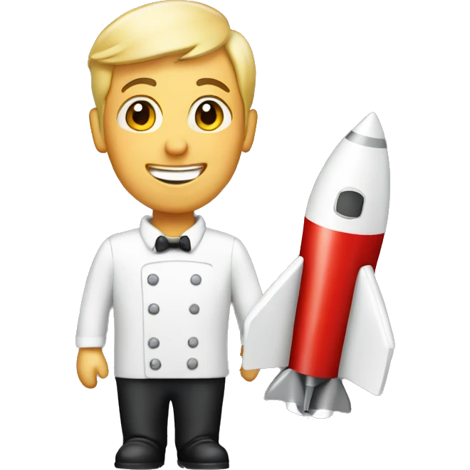 waiter with a rocket on his tray emoji