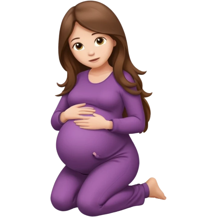 Pregnant long brown hair kneeling emoji