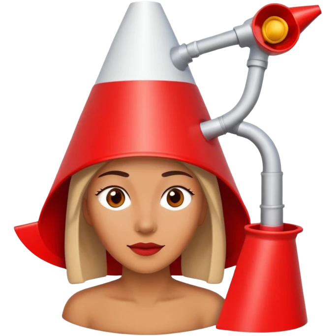 Woman with red funnel on head emoji