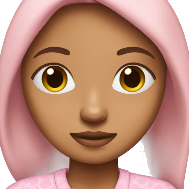 Lightskin female with brown straight hair wearing pink fluffy pyjamas emoji