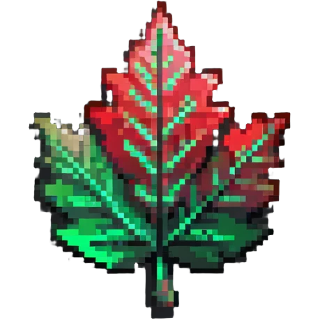 Pixel art leaf-shaped member badge with green to red gradient like changing seasons emoji