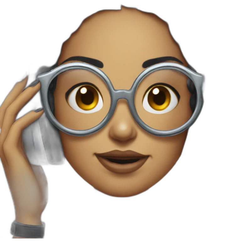 tattoo girl pose with  glasses headphones an micro tumblr emoji