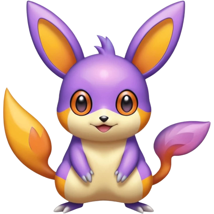 Purple and orange colorful iridescent Emolga-Victini-Pichu-Dedenne-fusion emoji