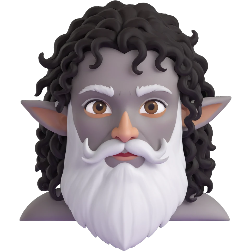 DnD firbolg with grey skin and black curly hair emoji
